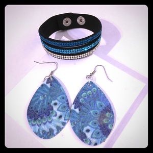 Leatherette Earrings & Wrap Bracelet